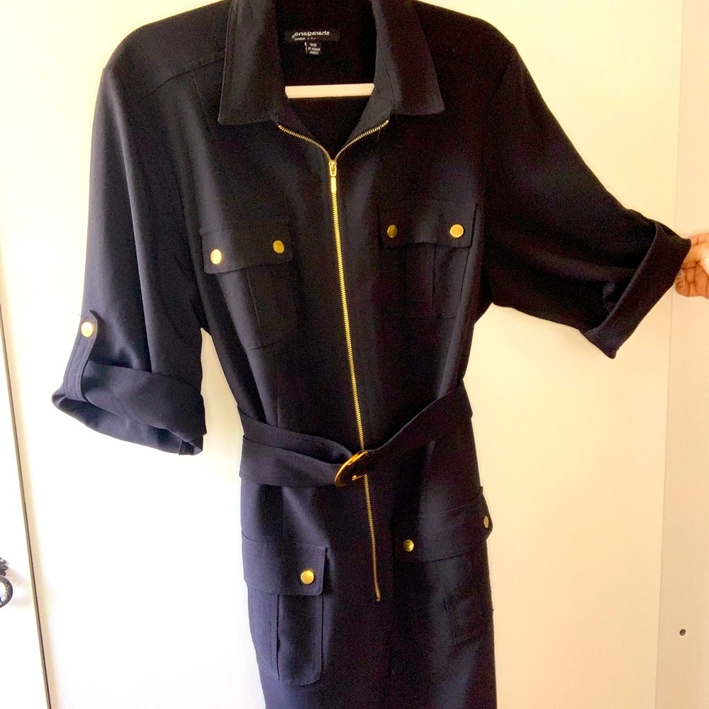 BLACK GOLD ZIPPER DRESS